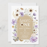 Purple Beige Wildflower Wild One 1st Birthday Girl