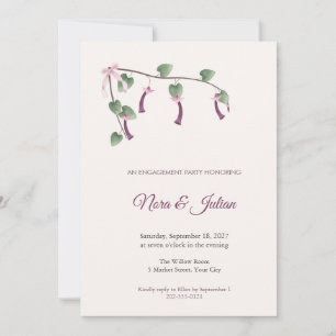 Purple Bell Vine Engagement Party Invitation