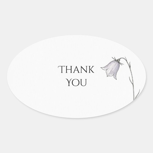 Purple Bellflower Botanical Thank You Sticker (Front)