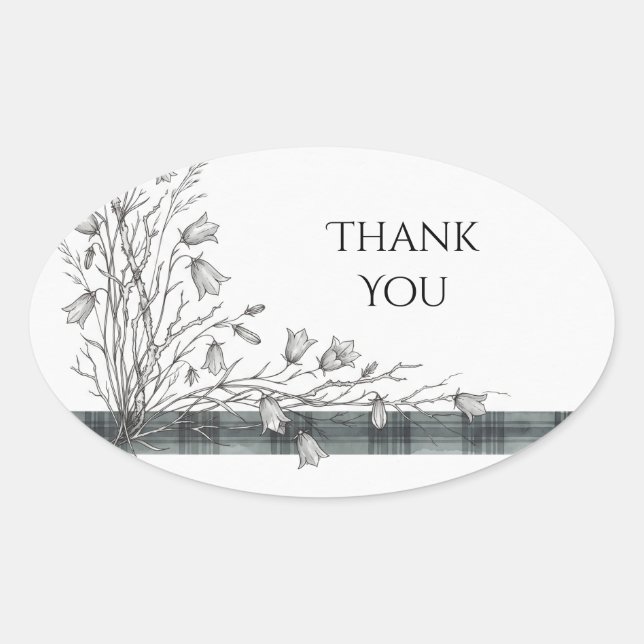 Purple Bellflower Scottish Tartan Wedding Sticker (Front)