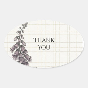 Purple Bellflower Tartan Wedding Thank You Sticker
