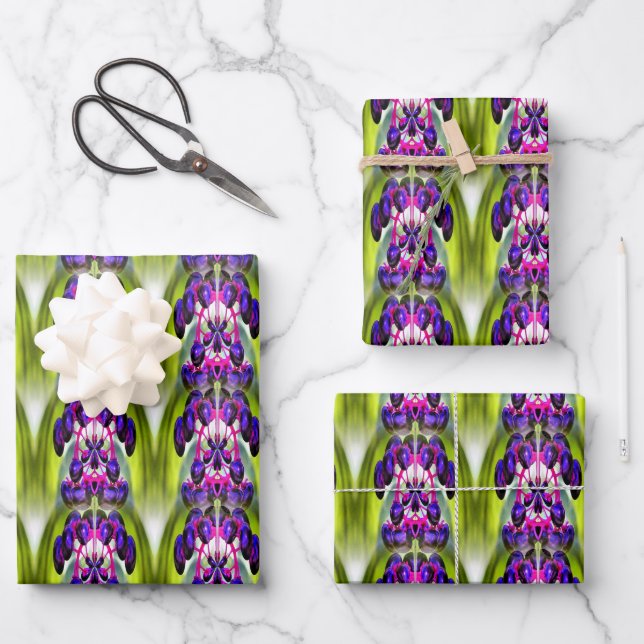 Purple Berries Abstract Nature Art Pattern    Wrapping Paper Sheet (Front)