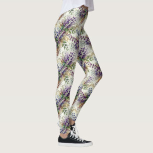 purple berries and vines leggings