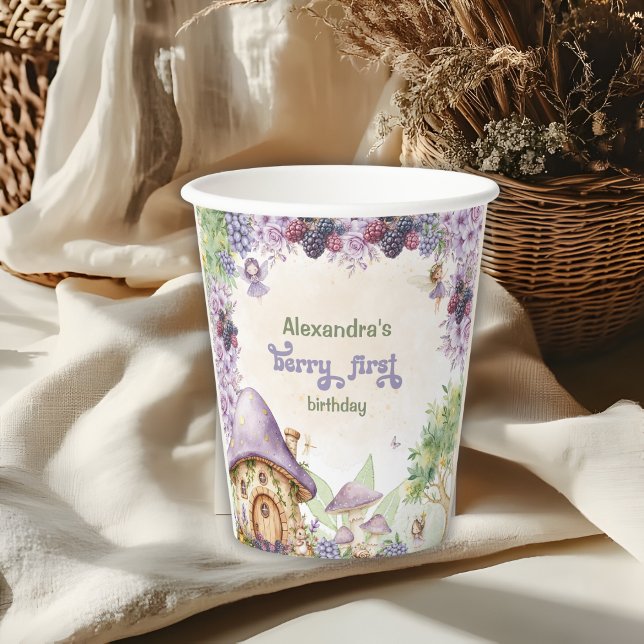 Purple Berry First Fairy First Birthday Paper Cups (Creator Uploaded)