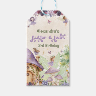 Purple Berry Flutter & Twirl Fairy 3rd Birthday Gift Tags