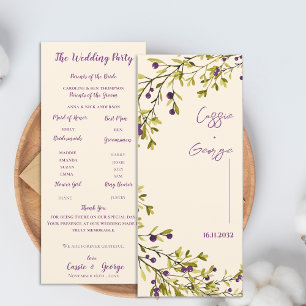 Purple Berry & Greenery Wedding Program Card