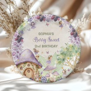 Purple Berry Sweet 2nd Birthday Party Paper Plate