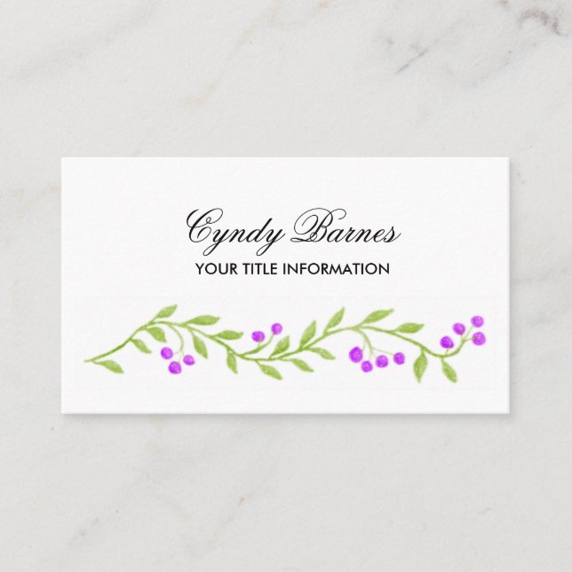 Purple Berry Vine Business Card (Front)