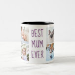 Purple | Best Mum Ever Custom Photo Mug<br><div class="desc">Purple | Give it as gift to your mum! Photo Grid Handwritten Text Two-Tone Coffee Mug
Best Mum Ever Custom Photo Mug</div>