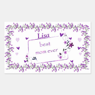 Purple Best Mum Ever Rectangular Sticker