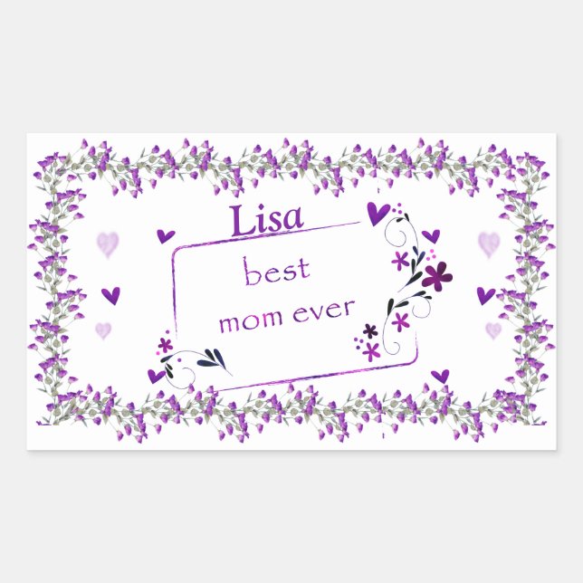 Purple Best Mum Ever Rectangular Sticker (Front)