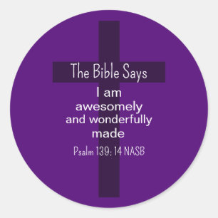 Purple Bible Affirmation Encouragement Christian Classic Round Sticker