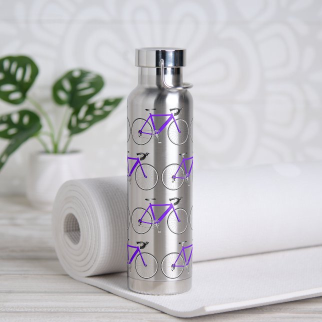 Purple Bicycle Design Water Bottle (Yoga)