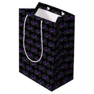 Purple bicycle on black medium gift bag