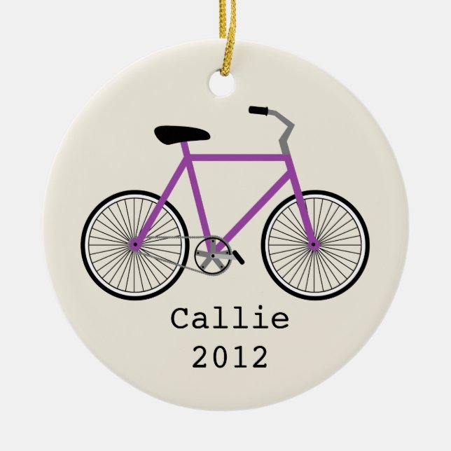 Purple Bicycle Personalised Ornament (Front)