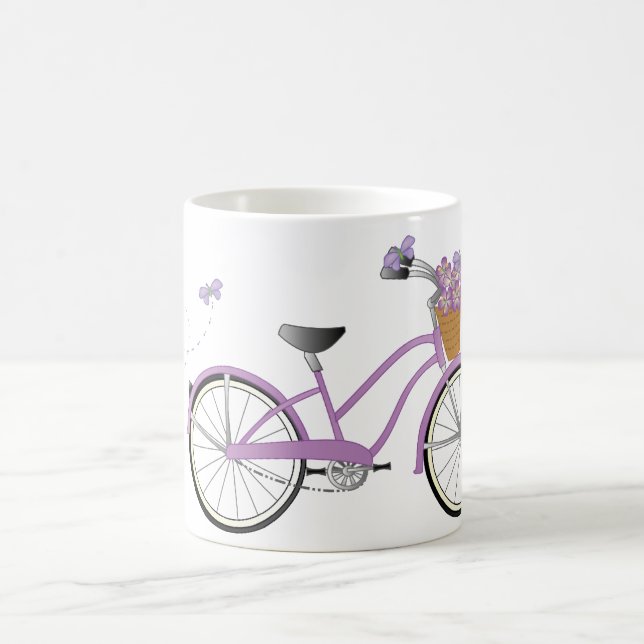 Purple Bicycle with Butterflies Coffee Mug (Center)