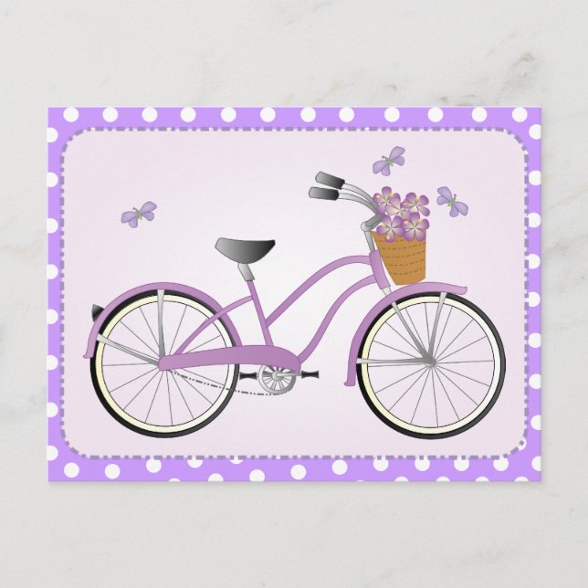 Purple Bicycle with Dots Postcard (Front)