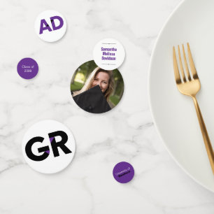 Purple Big Bold Angle-Cut Letters Graduation Confetti