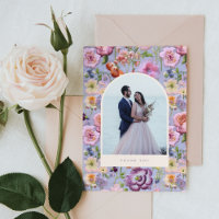 Purple Big Floral Embroidery Maximalist Wedding