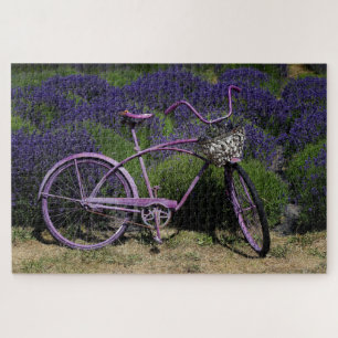 Purple Bike Lavender Fields Jigsaw Puzzle