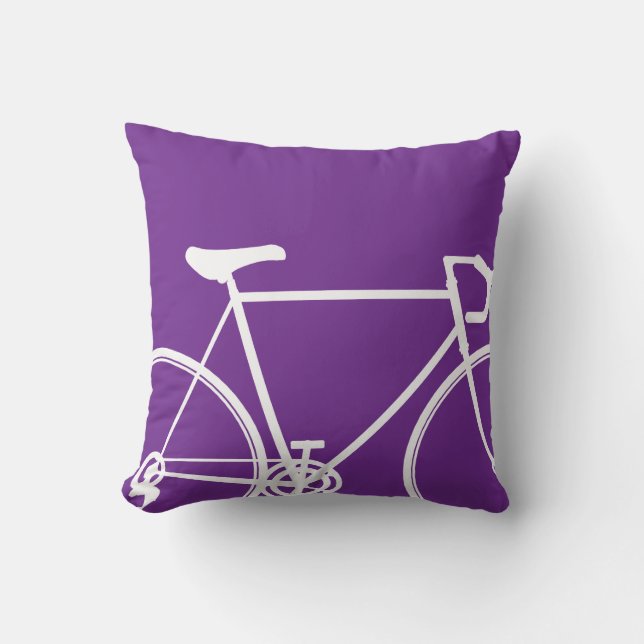 Purple bike throw pillow (Front)