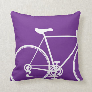 Purple bike throw pillow