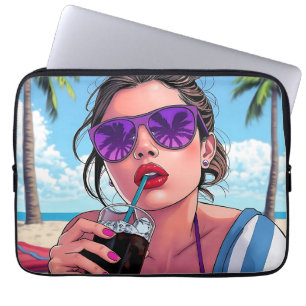Purple Bikini, Sunglasses and Bandana Woman  Laptop Sleeve