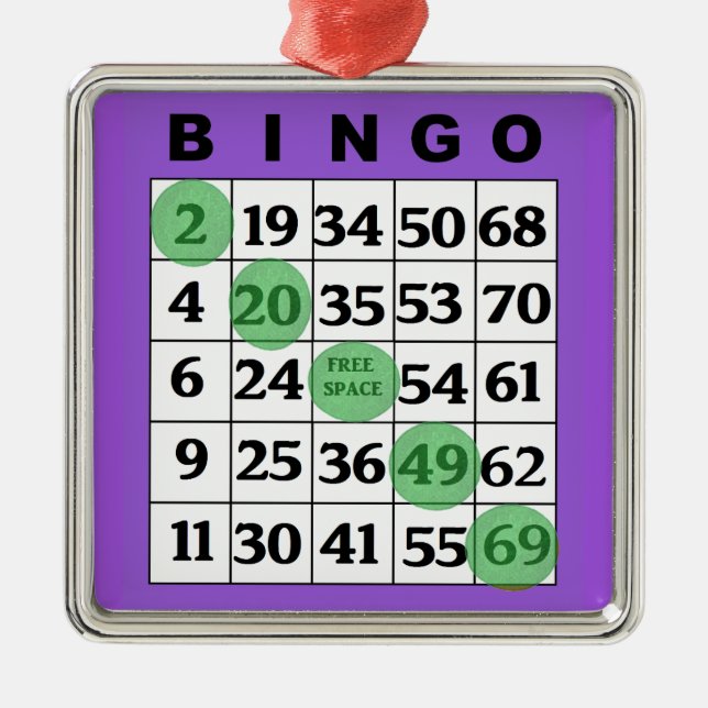 Purple BINGO Card | BINGO Lover's Gift Christmas  Metal Ornament (Front)