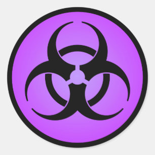 Purple Biohazard Symbol Classic Round Sticker