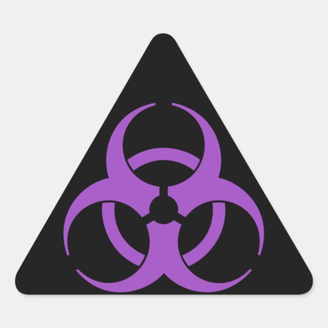 Purple Biohazard Symbol Triangle Sticker (Front)