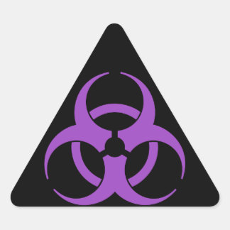 Purple Biohazard Symbol Triangle Sticker
