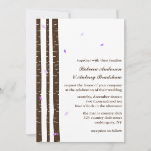 Purple Birch Trees Wedding Invitation