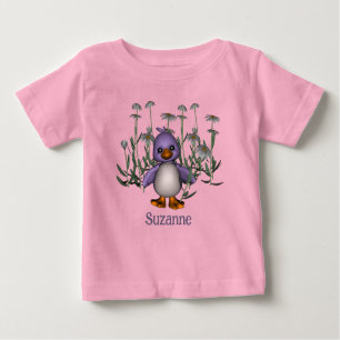 Purple Bird And Daisies Personalized Baby T-Shirt