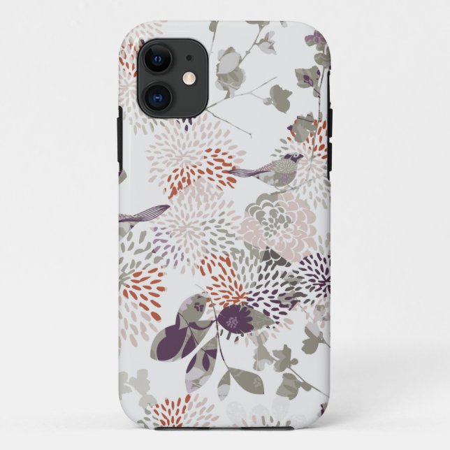 Purple birds and flowers wallpaper Case-Mate iPhone case (Back)