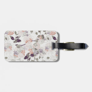 Purple birds and flowers wallpaper luggage tag