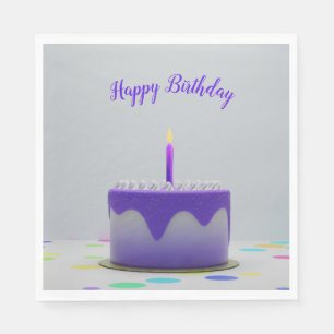 Purple Birthday Cake Napkin