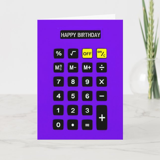 Purple Birthday Calculator   Card (Front)