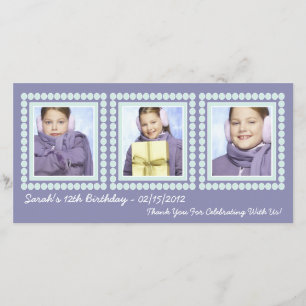 Purple Birthday Girl Thank You Photo Cards