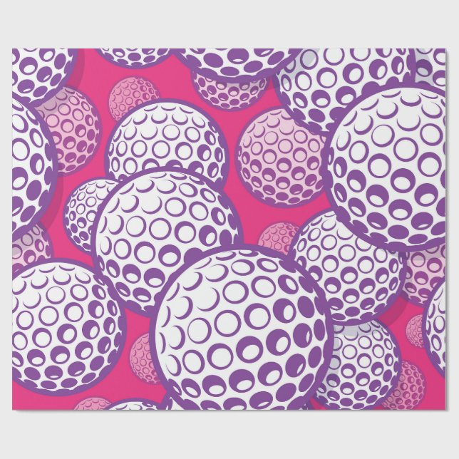 Purple Birthday Golf Party Wrapping Paper (Flat)