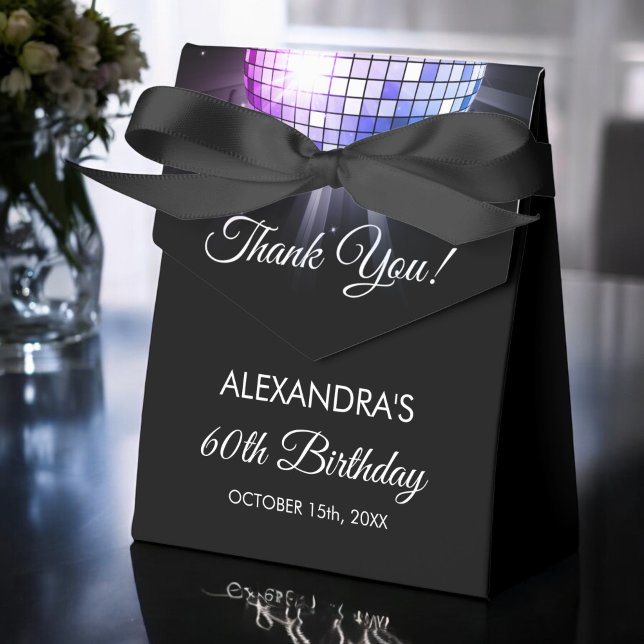 Purple Birthday Party 70's Disco Ball Thank You Favour Box (Creator Uploaded)