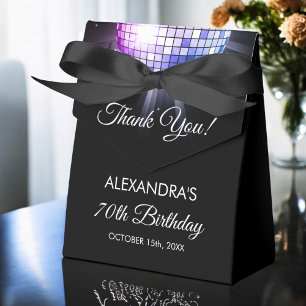 Purple Birthday Party 70's Disco Ball Thank You Favour Box