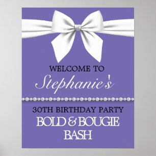 Purple Birthday Party Bougie Pearls Welcome Sign