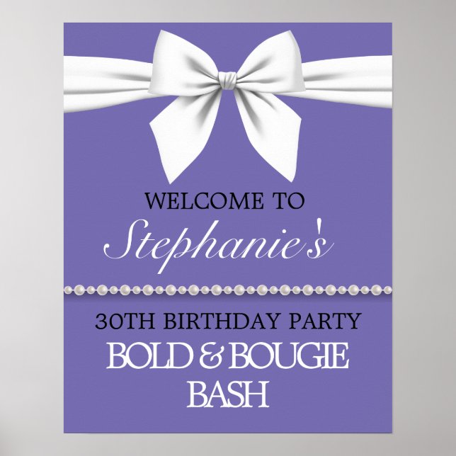 Purple Birthday Party Bougie Pearls Welcome Sign (Front)