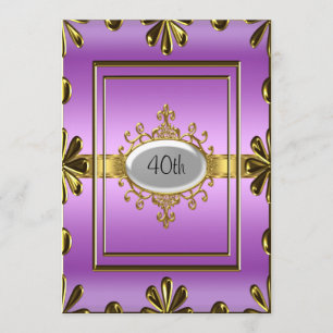 Purple  Birthday Party Invitation purpleGold