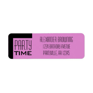 Purple Birthday Party Time Geometric Address Label Return Address Label