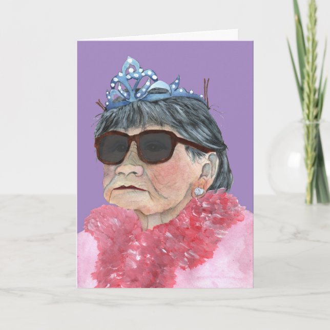 purple birthday princess glasses card (Front)