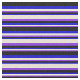 Purple, Bisque, Blue & Black Striped Pattern Fabric