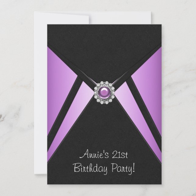 Purple Black 21st Birthday Party Invitation (Front)