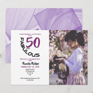 Purple & Black "50 and Fabulous" Party Invitation