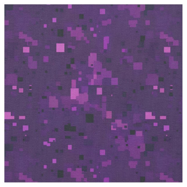 Purple / Black Abstract Squares & Rectangles Fabric (Close Up)
